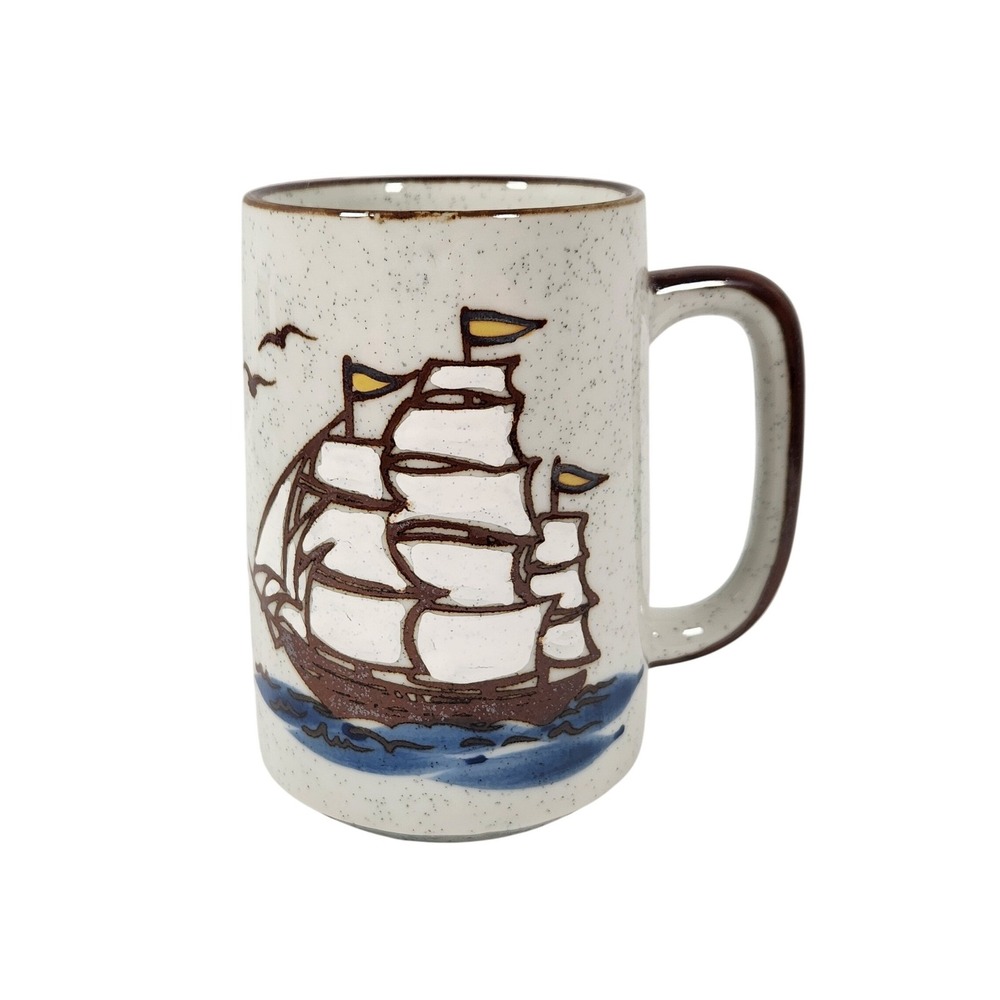 VTG Otagiri Schooner Sailing Ship Seagulls 5" Mug Nautical Coastal EUC!